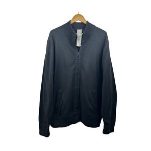 Old Navy Sweater Mens XXL Angora Blend‎ Full-Zip Cardigan Black Elbow Patch Cozy